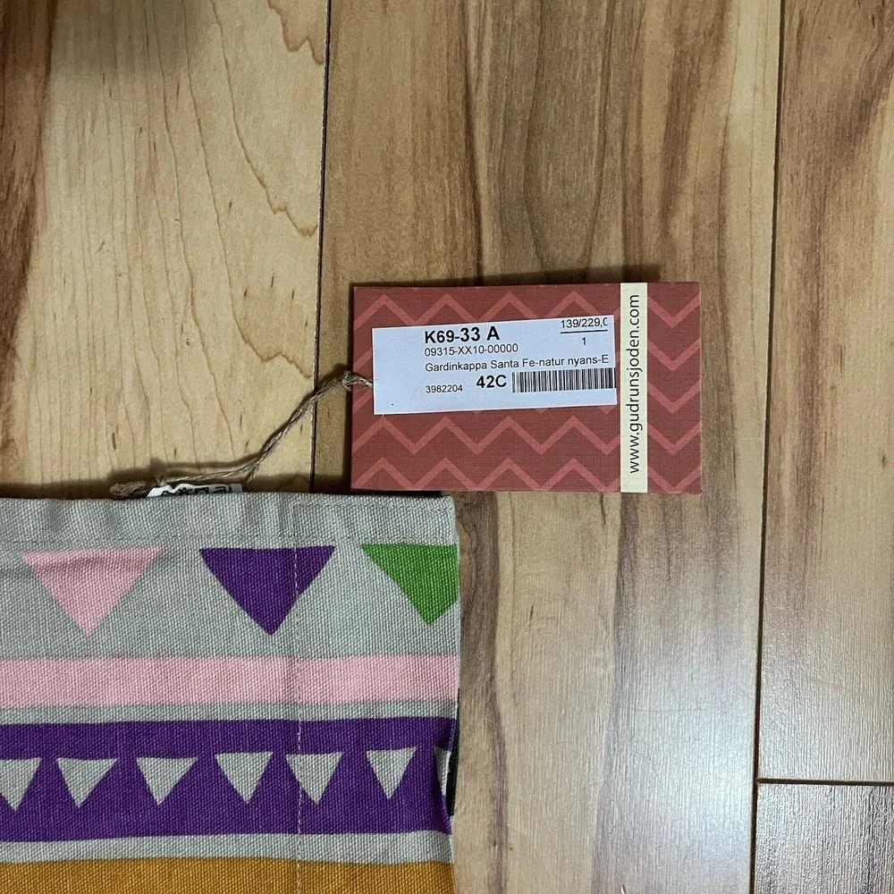 Gudrun Sjoden Modern Striped Geometric Print Cafe Curtain Valance with Ties